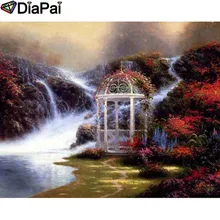 DIAPAI Алмазная картина "водопад павильон" вышивка крестом на заказ фото алмаз, вышивка квадратными круглыми настенный Декор для дома A26616