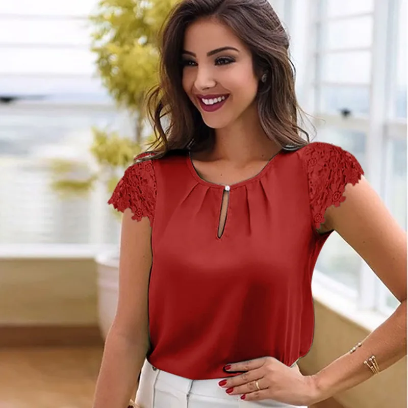 Открытые Сексуальные Топы Femme однотонные повседневные офисные рубашки Blousas