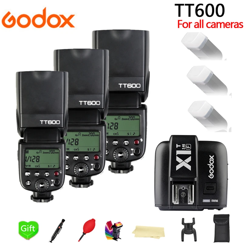 

3PCS Godox TT600 TT600S Camera flash Speedlite diffuser with X1T-C/N/S/O/F Transmitter for Canon Nikon Sony Fujifilm Olympus
