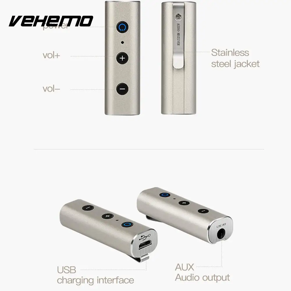 Vehemo 3.5 мм гнездо автомобильного Беспроводной bluetooth приемник аудио музыки микро USB Динамик