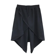 Длинные летние мужские шорты в стиле панк, черные шаровары в стиле хип-хоп, мешковатые шорты, уличная мода, укороченные мужские шорты, 60D0022