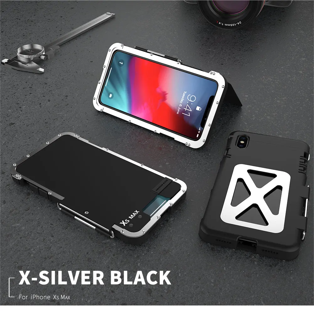 Нержавеющая сталь флип чехол "Железный человек" для iPhone 11 Pro Max XS Max XR X/iPhone 8/7/6/6 S/Plus чехол для телефона чехол кожаный чехол - Цвет: Silver Black