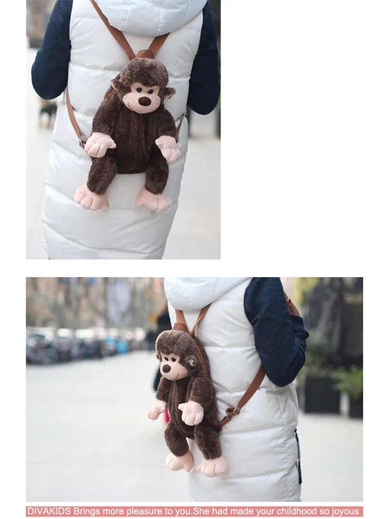 DDWE Детский милый плюшевый рюкзак с обезьянкой из мультфильма для мальчиков и девочек, мягкие милые сумки для детского сада, детские игрушки, подарок для малышей
