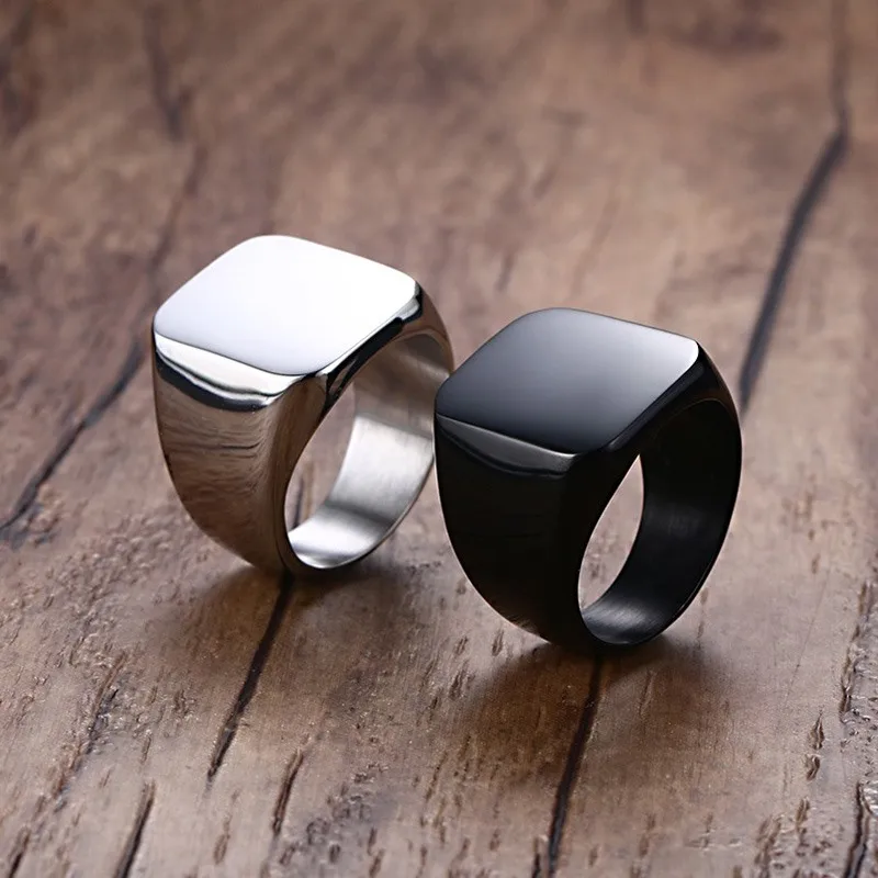 衝撃特価 Vnox Smooth Men's Black Rock Punk Rings Cool Fashion アクセサリー