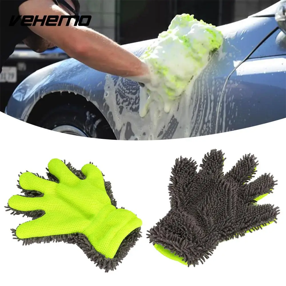 Vehemo Chenille Car Wash Glove Towel Home Cleaning Glove Soft Cleaning Cloth Hard Wearing Wiping