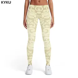 KYKU арт Leggings Для женщин Абстрактный печатные Штаны узор Спорт Серый 3d принтом пикантные Для женщин s легинсы, штаны для фитнеса тонкий летний