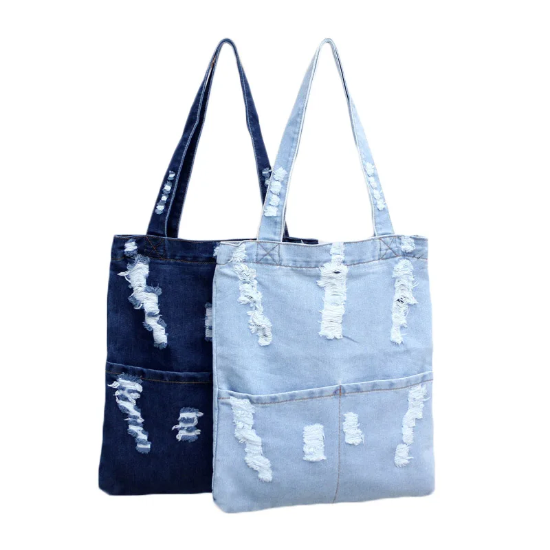 

Fashion Women Canvas Denim Tote Large Capacity Handbag Shopping Book Student Organizer Single Shoulder Bag LBY2017
