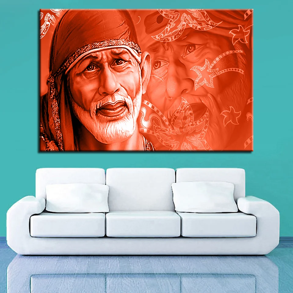 Embelish Canvas Painting For Living Room Wall Art 1 Piece Sai Baba