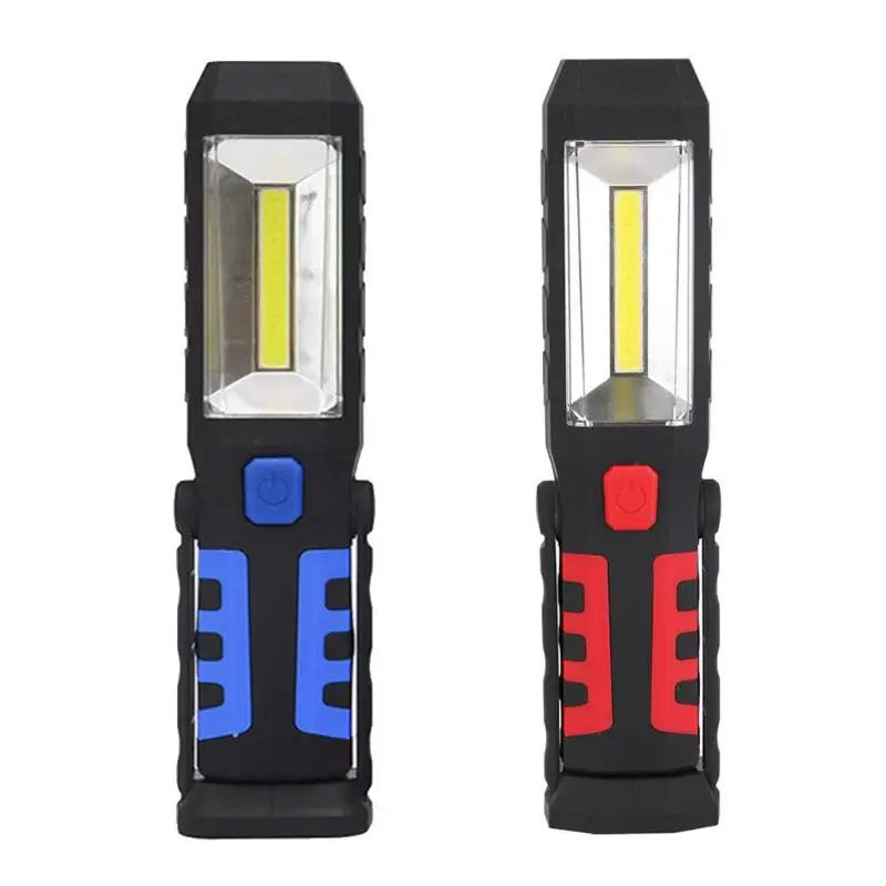 

Waterproof ABS Blue/Red COB LED Magnetic Car Repair Working Light Rechargeable Emergency Flashlight 22x5x4cm 1xCOB LED+ 1x3W LED