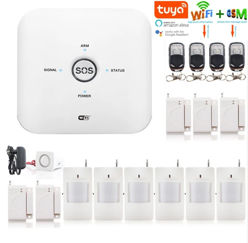 

SmartYIBA Tuya WIFI Alarm System Sensors kits For Amazon Alexa and Google Assistant Low Battery Alert GSM Alarmes Security