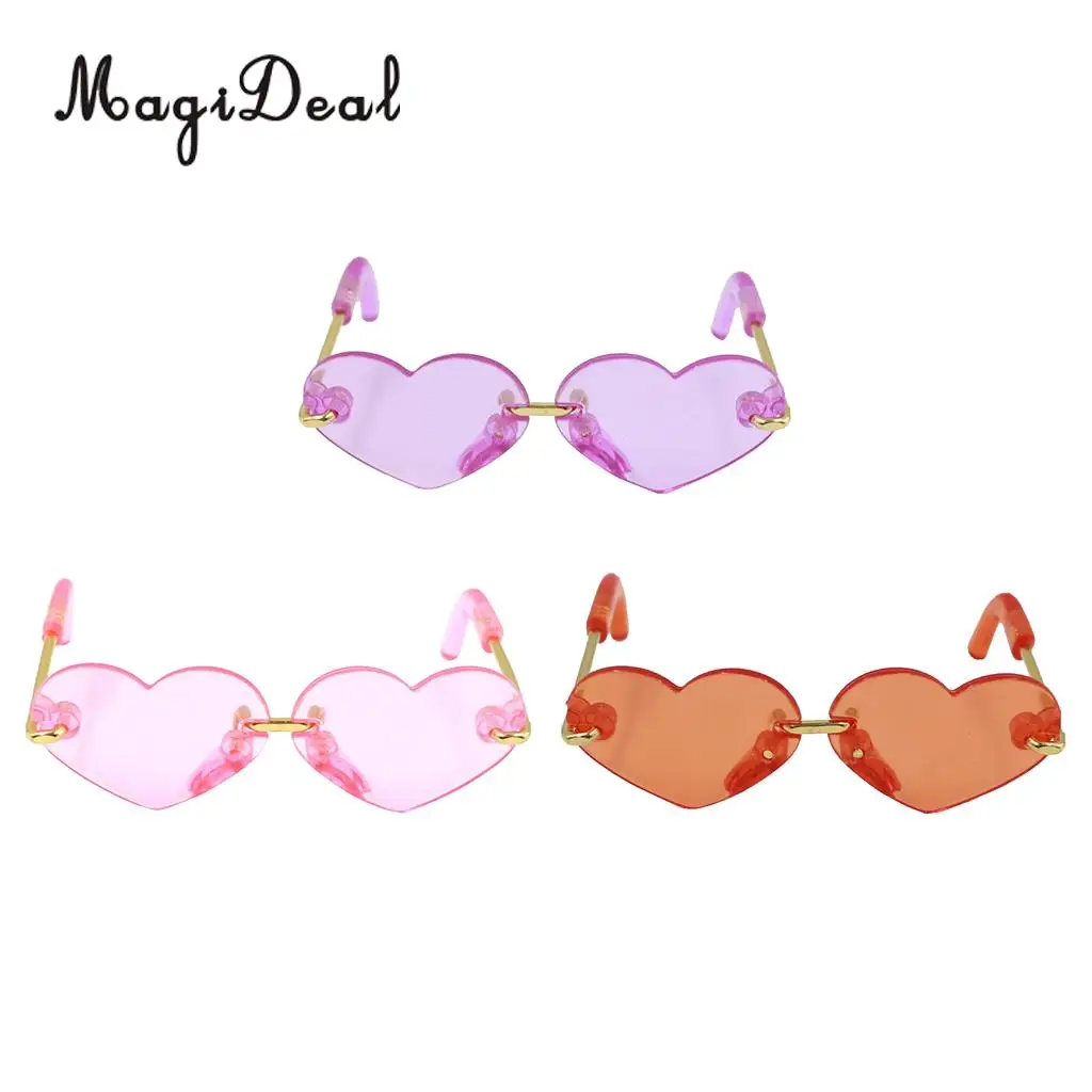 Handcrafted Lens Glasses Eyewear Heart-shaped Sunglasses For Blythe for Pullip Dolls Dress Up