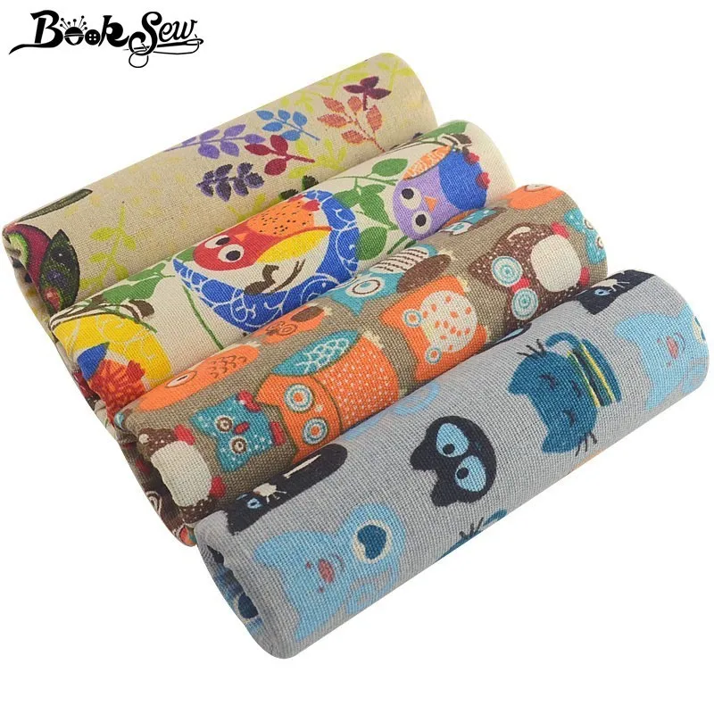 

Boosew Cotton Linen Fabric Birds Pattern Canvas Fabric 4PCS 45x45cm DIY Sewing Cushion Curtain Tablecloth Tela Por Metro Patches