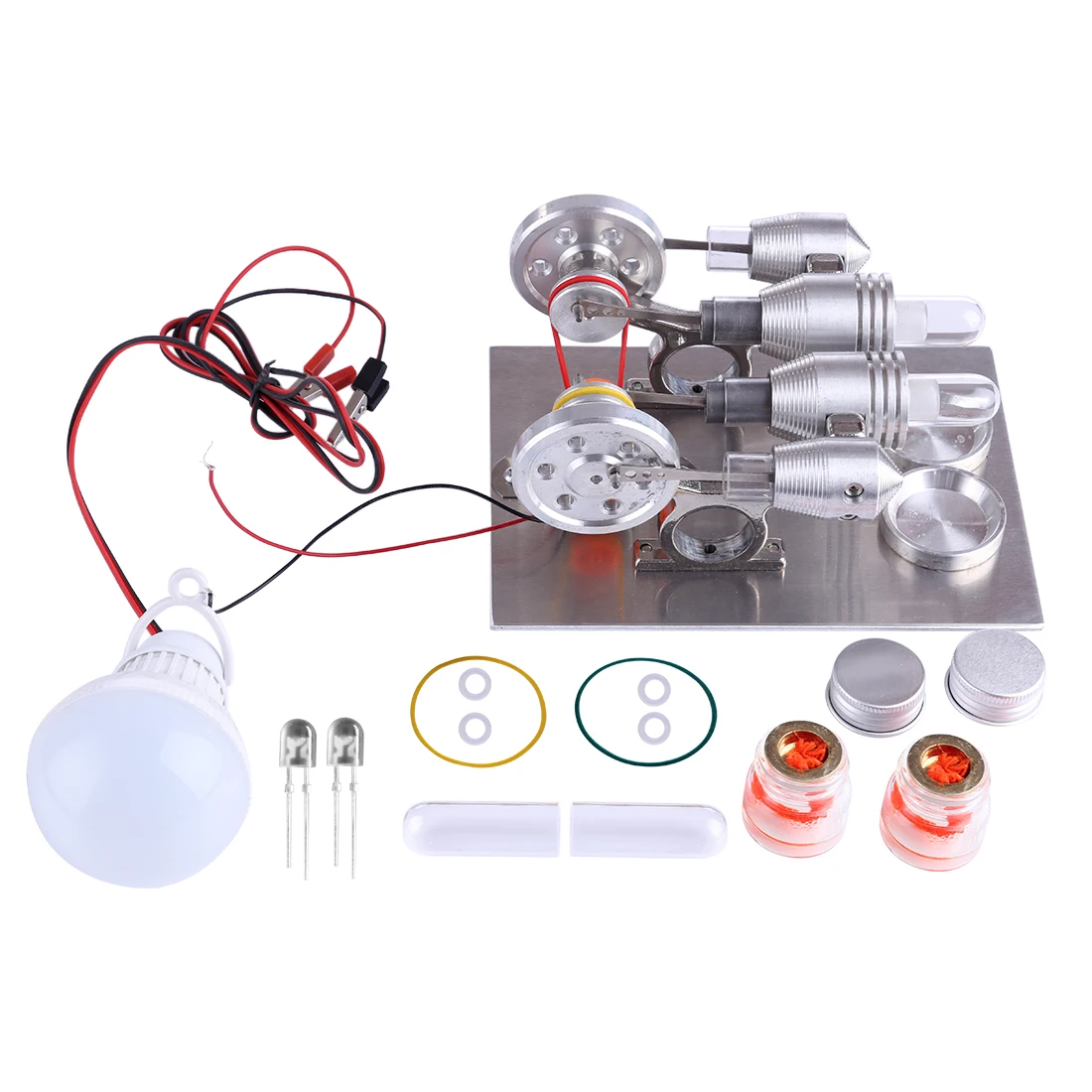 Двойной цилиндр Модель двигателя Стирлинга здание образования игрушка с 2 шт 12 V 5 W светодиодный лампы школьной физики класса демонстрации