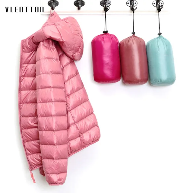 US $12.06 2019 New Ultra light duck down jackets women Hooded winter coat Long Sleeve Warm Slim 6XL plus size