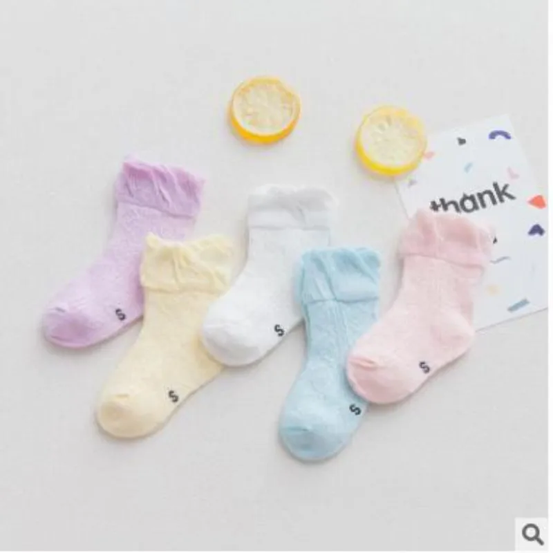 

AJLONGER 5 Pairs/Lot Cotton Children Kids Socks for Girls Boys Spring Summer Wear Solid Color Fashion Sports Casual Socks