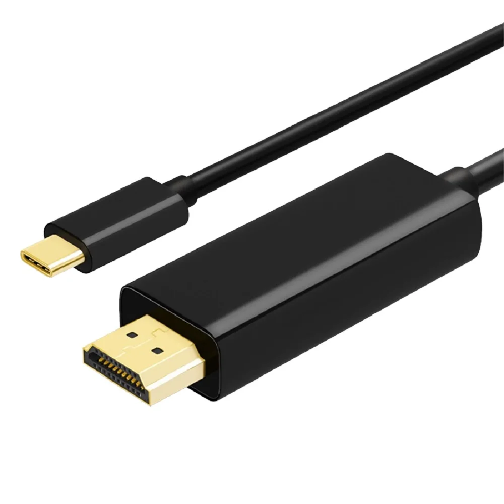 JZYuan USB C на HDMI Тип Кабеля C к HDMI портом Thunderbolt 3 для MacBook samsung Galaxy S9/S8/Note 9 huawei P20 Pro USB-C HDMI адаптер - Цвет: Black