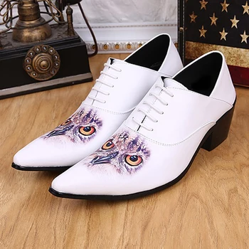 

Plus Size New Arrival Pointed Toe Man Italian Designer Oxfords Genuine Leather High Heels Men's Formal Dress Wedding Shoes SL265