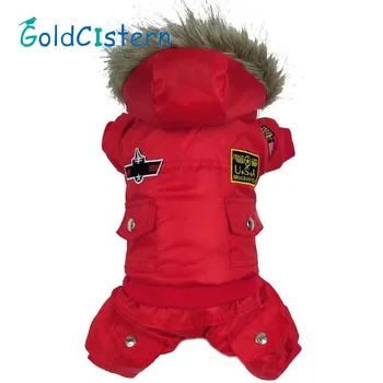 

High Qulaity Dog Puppy Winter Jacket Coat USA AIR FORCE Waterproof Clothes Pets Animals Cat Hoody Warm Jumpsuit Pants Apparel