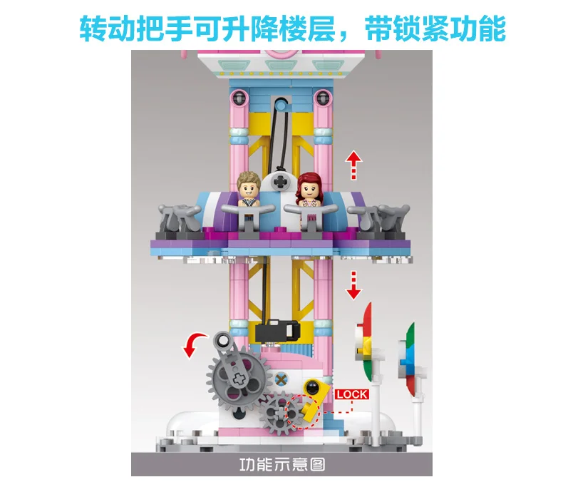 Лоз мини-блоки колесо обозрения игрушки карусель пластиковые монтажные блоки детские игрушки развивающие DIY модель 1717-1721