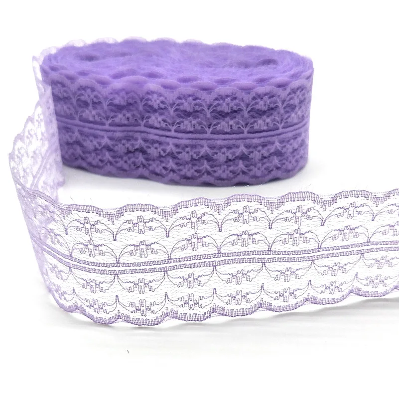 Высокое качество 10 ярдов кружевная лента 45 мм ширина кружевная отделка Ткань DIY вышитые кружева отделка для швейных аксессуаров Африканское кружево - Цвет: Purple