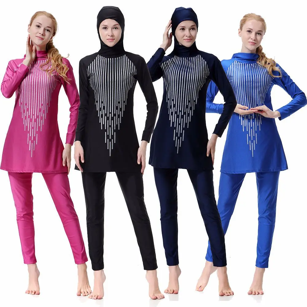 

2018 Modest Full Cover Women Muslim Swimwear Plus Size Islamic Female Swimsuit Beach Wear Bathing Suit Burkinis for Muslim Girls