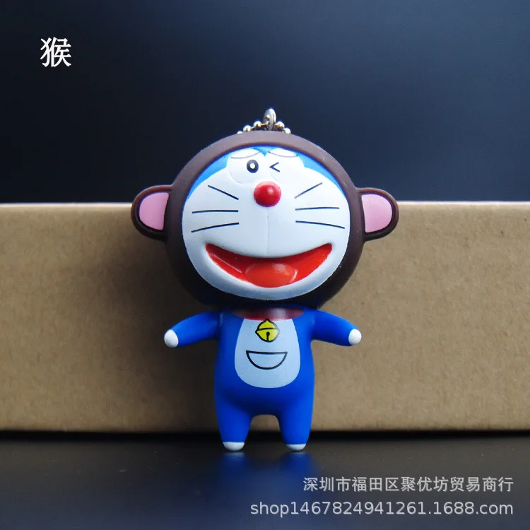 Милый нарисованный Дораэмон знаки китайского зодиака брелок с изображением животных цепочка для ключей Для женщин брелки-цепочки автомобиля сумку очарование аниме детские игрушки D225 - Цвет: monkey