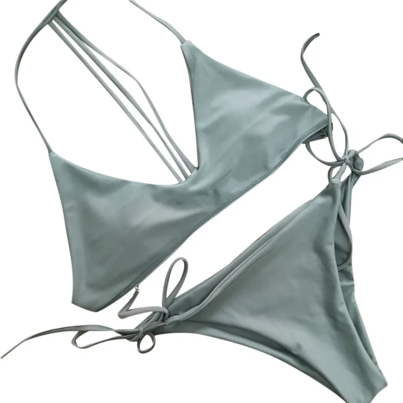 Women Bikini Set Swimwear Push-Up Padded Solid Bra Swimsuit Beachwear Swimwear Bathing Monokini Push Up Padded Bikini A23# (7)