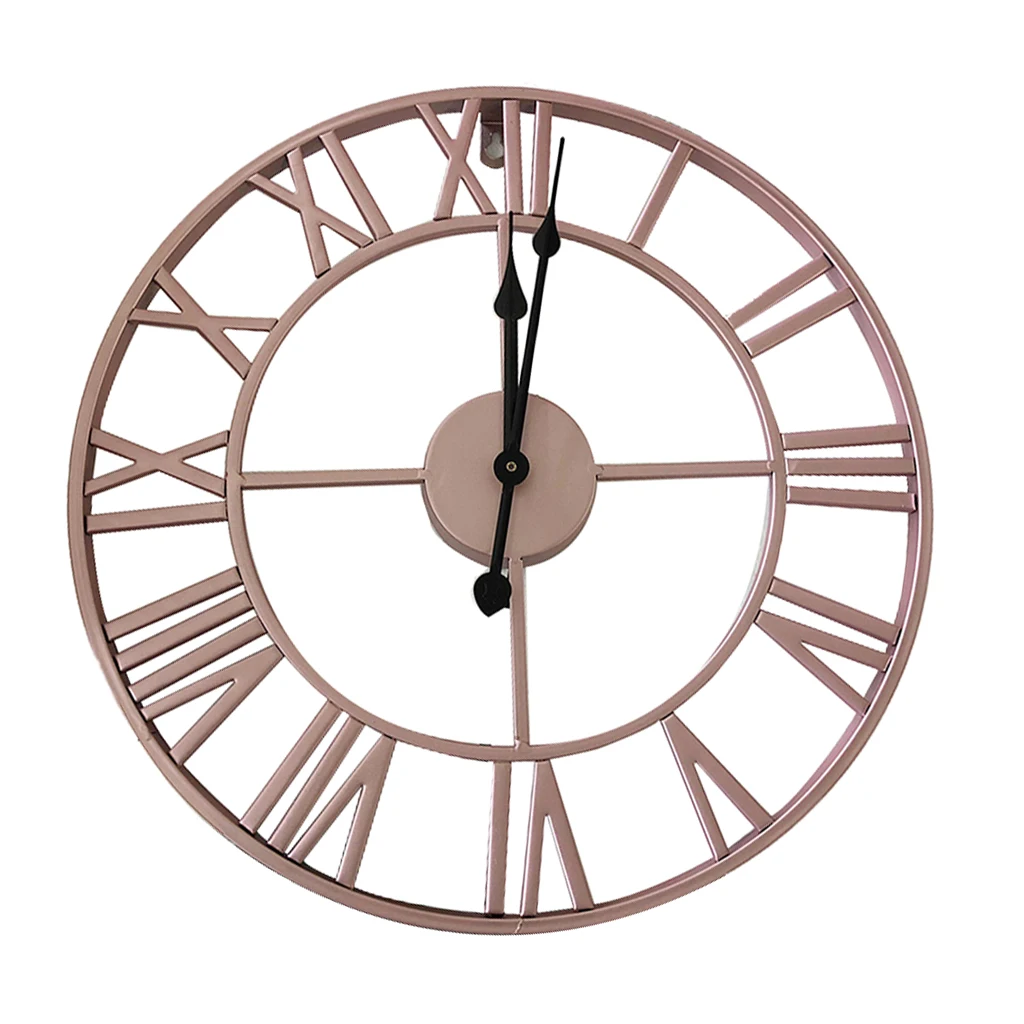 

40cm Retro Round Quiet Non Ticking Wall Clock Home Living Room Decor - Rose Gold