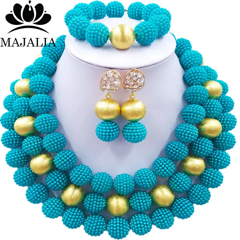 Nigerian Wedding African Beads Jewelry Set Simulated Pearl Necklace New Picture (13)