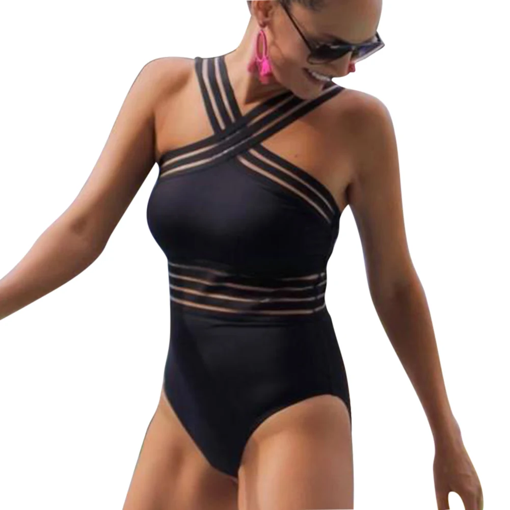 

Women One-pieces Swimsuits Cross Sling Solid Color Swimwear for Summer YS-BUY