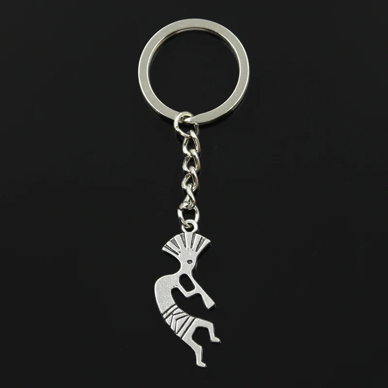 

Fashion 30mm Key Ring Metal Key Chain Keychain Jewelry Antique Silver Plated native kokopelli 38x14mm Pendant