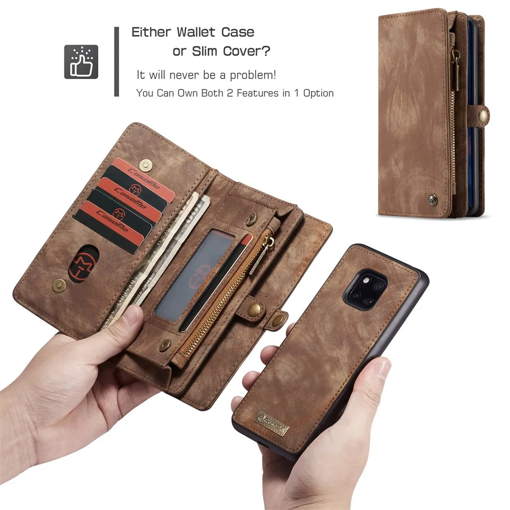 «Два в одном», 12-Чехол-портмоне с держателем для карт и застежкой-молнией с чехлом для телефона HUAWEI Mate20 Pro Новая мода Противоскользящий Чехол для мобильного телефона#10