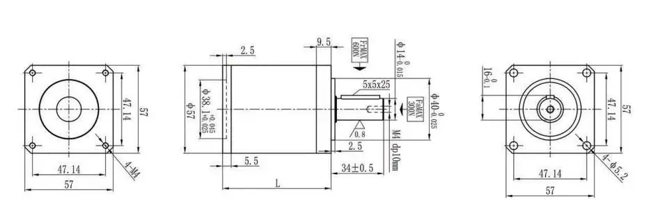 NEMA23 Economic Type Planetary Gearbox Geared Speed Reducer Body Length 53mm Gear Ratio 10:1