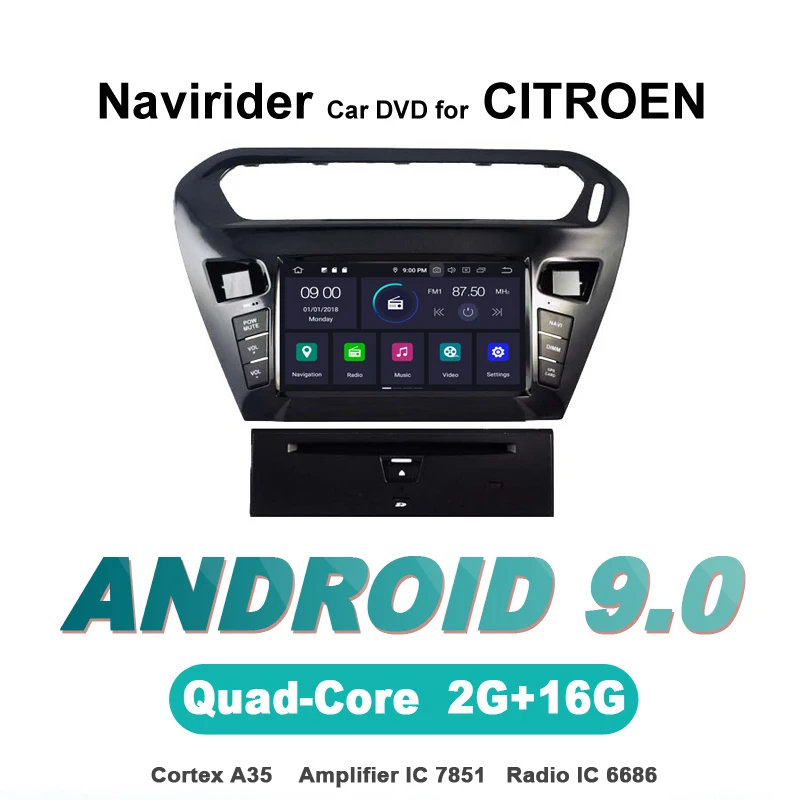 Navirider OS 9,0 Android плеер для CITROEN ELYSEE 301 стерео радио gps-навигация bluetooth TDA7851 усилитель звука Системы