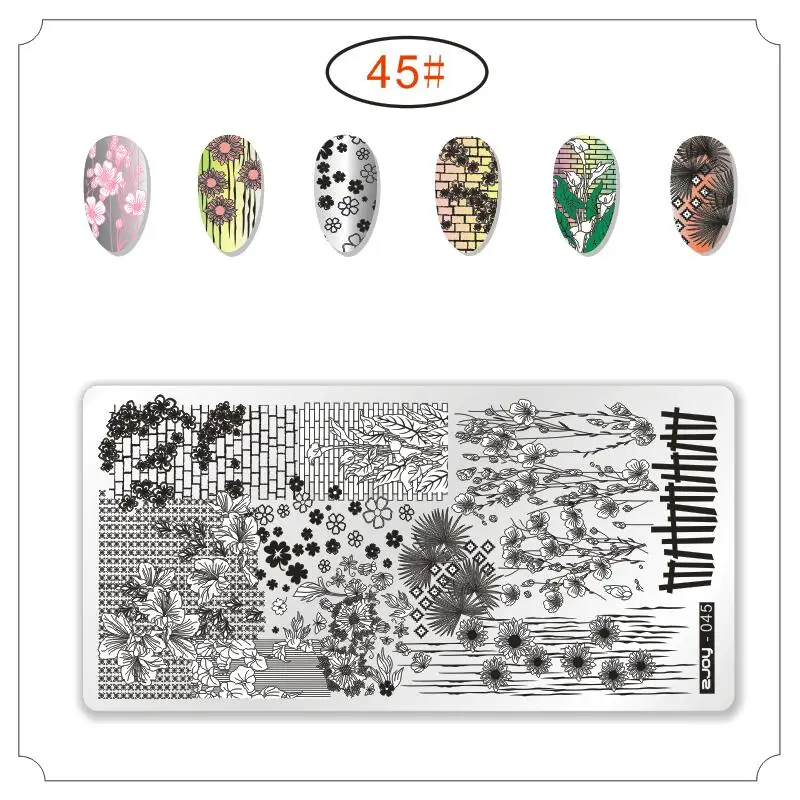 zjoy45 6,5*12,5 см серия Zjoy пластины для стемпинга ногтей 10 узоров DIY изображения пластиковые шаблоны для маникюра Инструменты для салонов красоты - Цвет: zjoy45