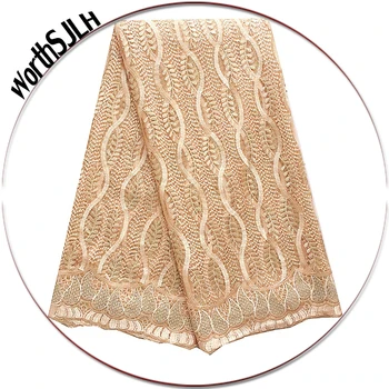 

2020 African Gold Lace Fabric Nigeria Latest French Wedding Lace Fabric Teal Green Net Africa Lace Fabric With Beads