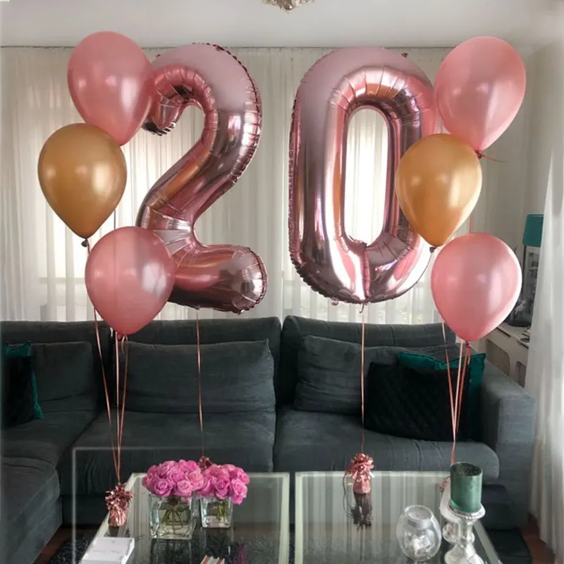 40 дюймов большой шар из розовой золотистой алюминиевой фольги с цифрами 0-9, украшения для дня рождения, свадьбы, вечеринки, для взрослых и детей, воздушный шар с гелием