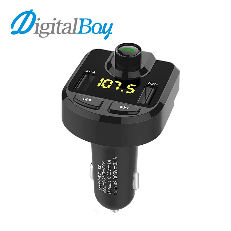 Digitalboy Bluetooth Car Kit Hands free Call Car FM Transmitter Dual USB Car Quick Charge Mp3 Audio Player TF Card U Disk Music audio-player : image Digitalboy Bluetooth Car Kit Hands free Call Car FM Transmitter Dual USB Car Quick Charge Mp3 Audio Player TF Card U Disk Music audio-player