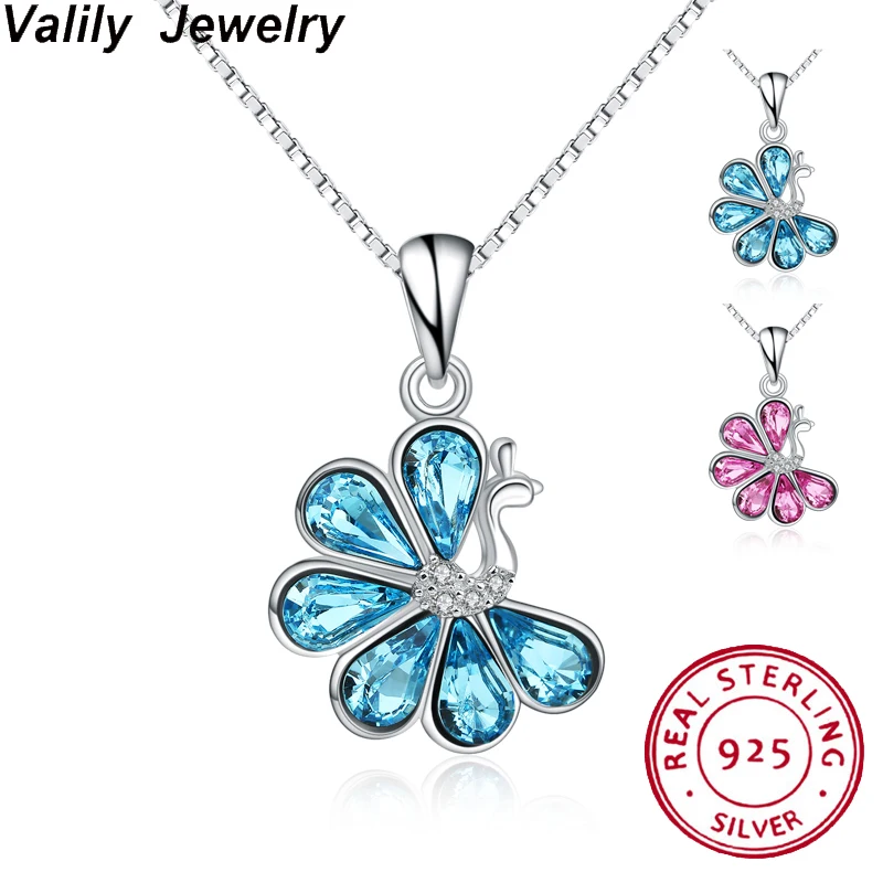 

Valily Women Fashion Peacock Crystal Pendant Necklace 925 Sterling Silver Animal Necklace for Women Birthday Gift 45cm Box Chain