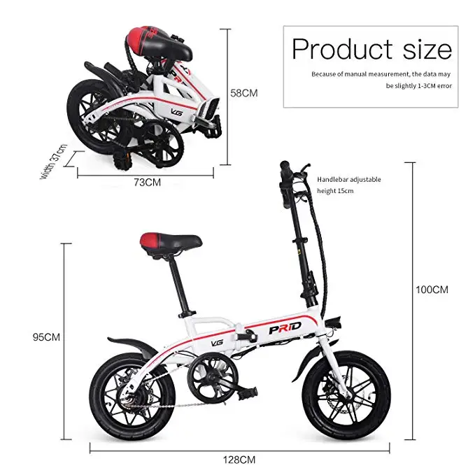 Excellent Mini ebike 14inch Aluminum Folding Electric Bike 350W Powerful Motor 36V10A Lithium Battery electric Bicycle adult City Scooter 14