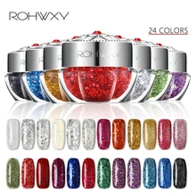 ROHWXY Алмазный Блестящий Гель-лак для ногтей 24 цвета 10 мл УФ-гель для ногтей Перманентный Блеск Гель-краска для дизайна ногтей маникюр