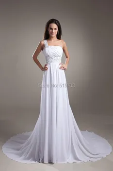 

Fantastic Chiffon Evening Dresses One Shoulder Backless White Prom Dresses Evening Party Dresses 2015 Cheap Made In China