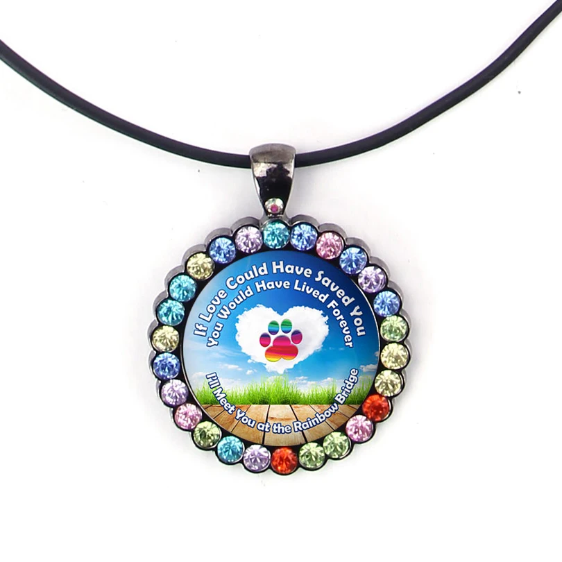 

DOG LOVER NECKLACE Rainbow Bridge Love Forever Pet Loss Gift Necklace Paw and Footprint Pendant Gift for Dog Lover Gift