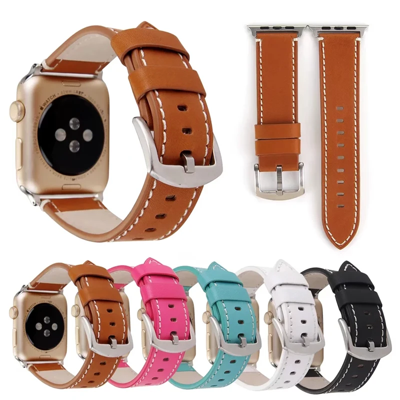 Leather Watch Band Strap for 38/42mm Apple Watch Bracelet Series 1/2 Black White Pink Blue Brown Belt I249. apple-bands-series- : image Leather Watch Band Strap for 38/42mm Apple Watch Bracelet Series 1/2 Black White Pink Blue Brown Belt I249. apple-bands-series-