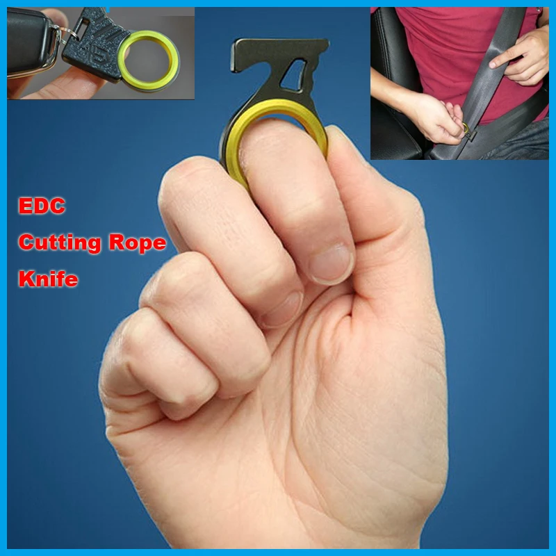 

A Single Finger Sharp Twine Knife Cutter Cutting Rope Knife Hook self defense keychain EDC Car Rescue Camping safety survival