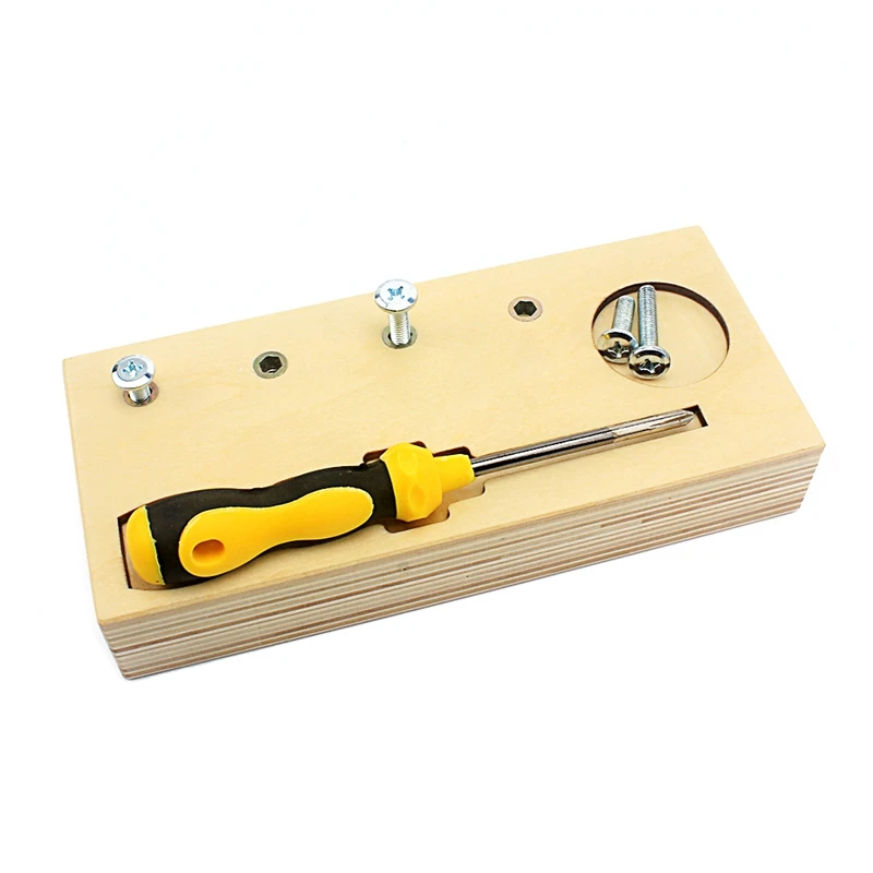 Montessori Baby Wooden Toy Screw Bolts Sets Screwdriver Educational Toy Bacis Life Skills Practical Life for Children Trainning