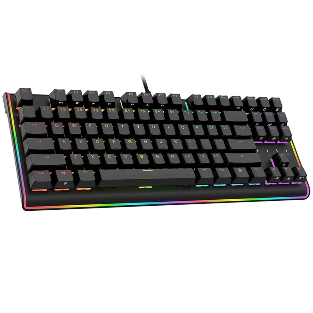 Механическая игровая клавиатура [Cherry MX speed Silver] RGB светодиодный светильник с подсветкой USB Проводная клавиатура 87 клавиш для ПК геймера-qwerty-раскладка