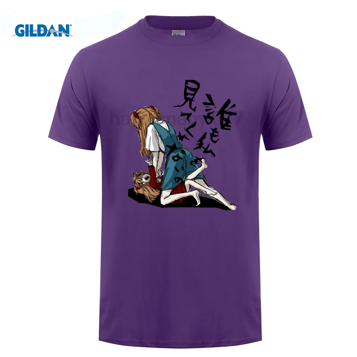 GILDAN EVA Мужская футболка с принтом из аниме Evangelion коротким рукавом и круглым
