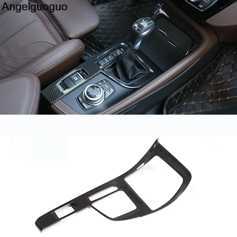 Carbon fiber ABS Car Center Console Gear Shift Panel Cover Trim frame For BMW X1 F48- Car Accessories( LHD