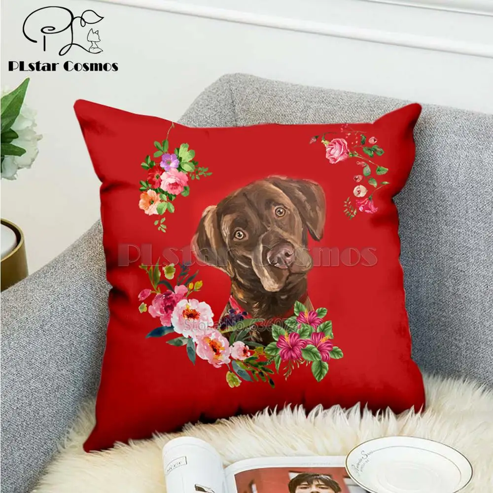 

Pet dog flower puppy Nordic short plush Pillow Case Polyester Decorative Throw Pillow Cover Square style-5